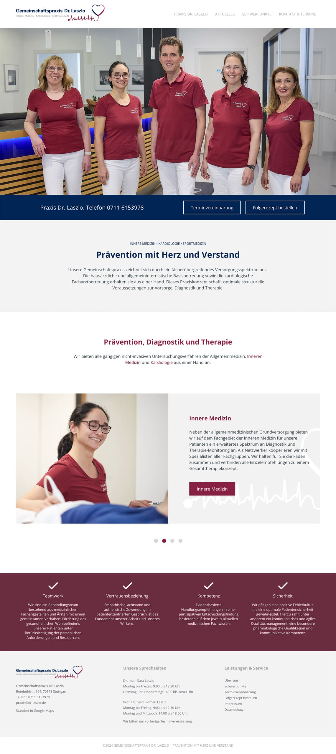 Webdesign für Praxis Dr. Laszlo: Startseite