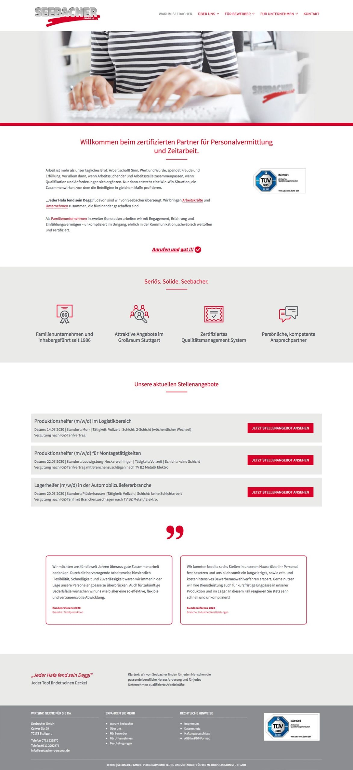 Webdesign für Seebacher Personalvermittlung